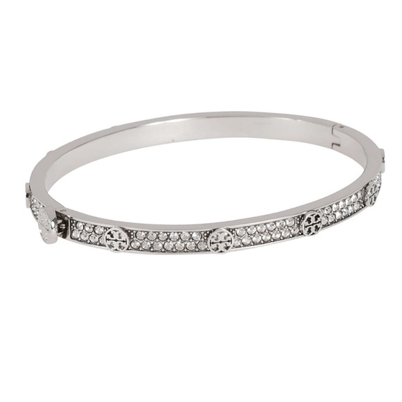 NWT Tory Burch Miller Stud Crystal Pave’ Bracelet in Silver - Picture 5 of 7